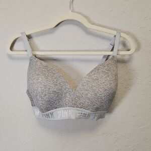 PINK Victorias Secret Wear Everywhere Wireless Lightly Lined Bra Gray, 34DD